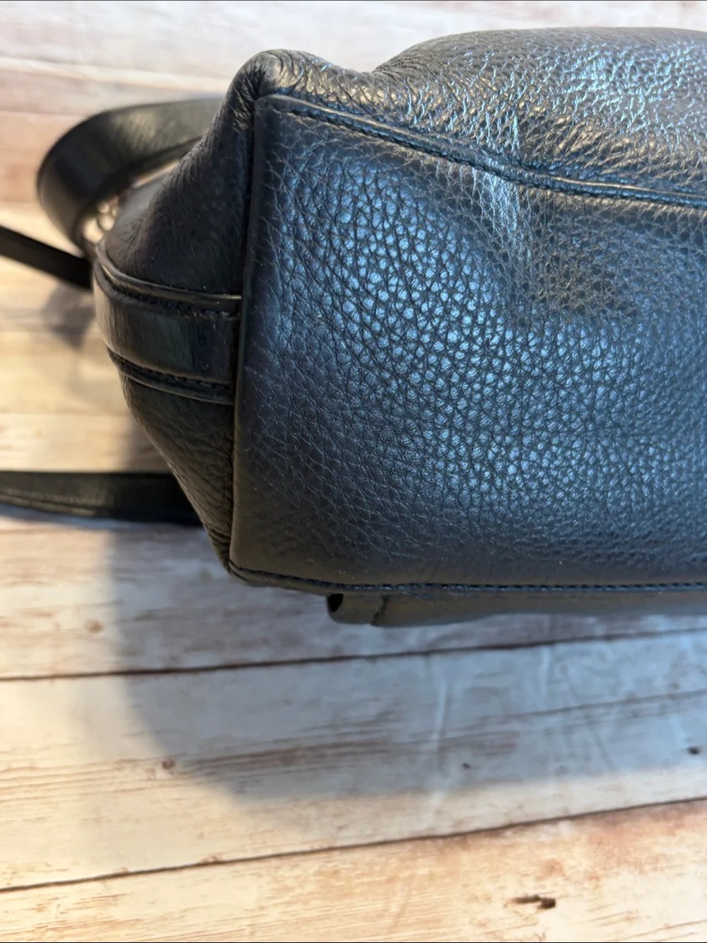 Coach Black Pebbled Leather Hobo Shoulder Bag with Silver Hardware